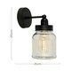 image 3 of ValueLights Industrial Satin Black Pipework Single Wall Light With Clear Glass Jar Shade Black