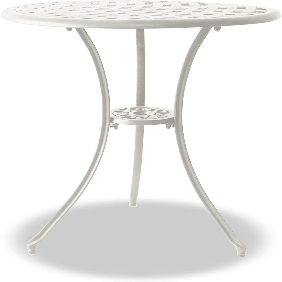 image 1 of Centurion Supports OSHOWA Luxurious Garden and Patio Table and 4 Large Chairs with Armrests Cast Aluminium Bistro Set - White with Green Cushions
