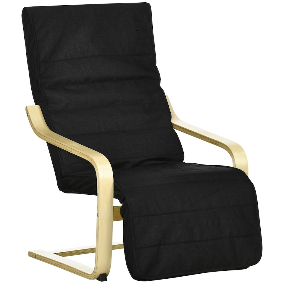 image 1 of HOMCOM Lounge Chair Recliner Adjustable Footrest Home Black
