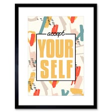 Funky Affirmation Accept Yourself 9x7" Black Framed Wall Art Print