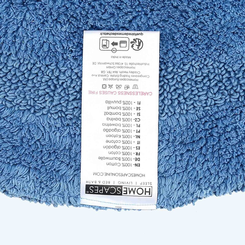 image 1 of Homescapes Luxury Reversible Semi Circle Bath Mat - Cobalt Blue Blue