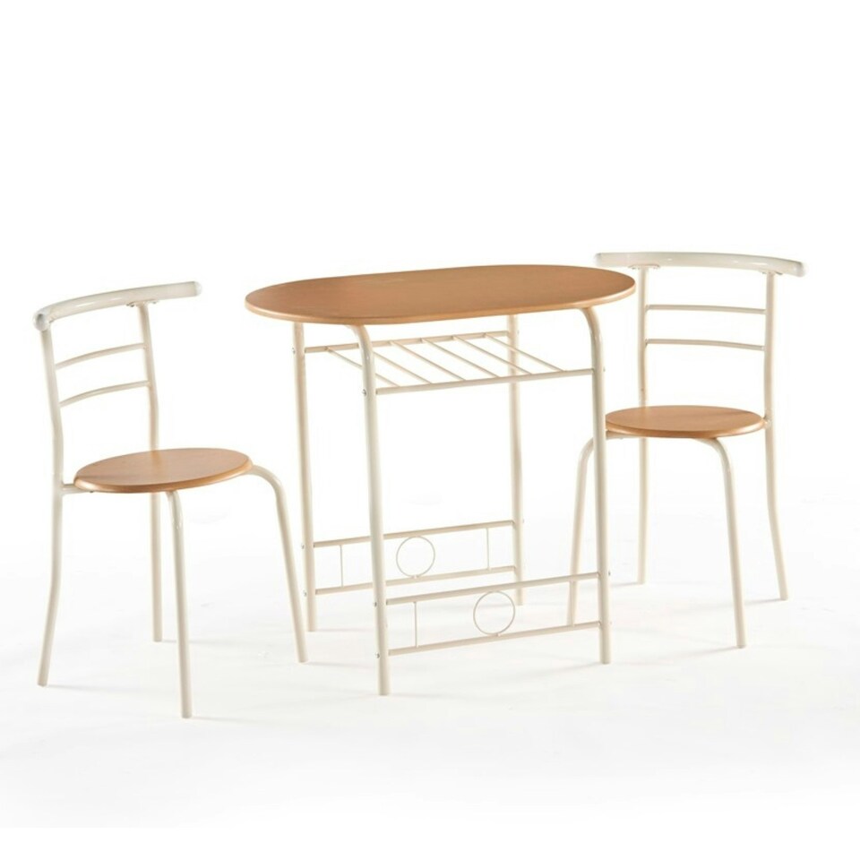 image 1 of Greenhurst 2-Seater Compact Dining Set – Light Oak Table & Chairs for Small Spaces Brown | Buttermilk