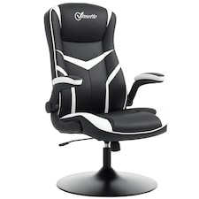 Vinsetto Gaming Chair Ergonomic Computer Chair with Adjustable Height Pedestal Base, Home Office Desk Chair PVC Leather Exclusive Swivel Chair Black