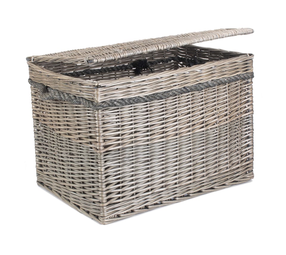 image 1 of 58cm Unlined Antique Wash Wicker Storage Basket | Brown | Brown | One Size