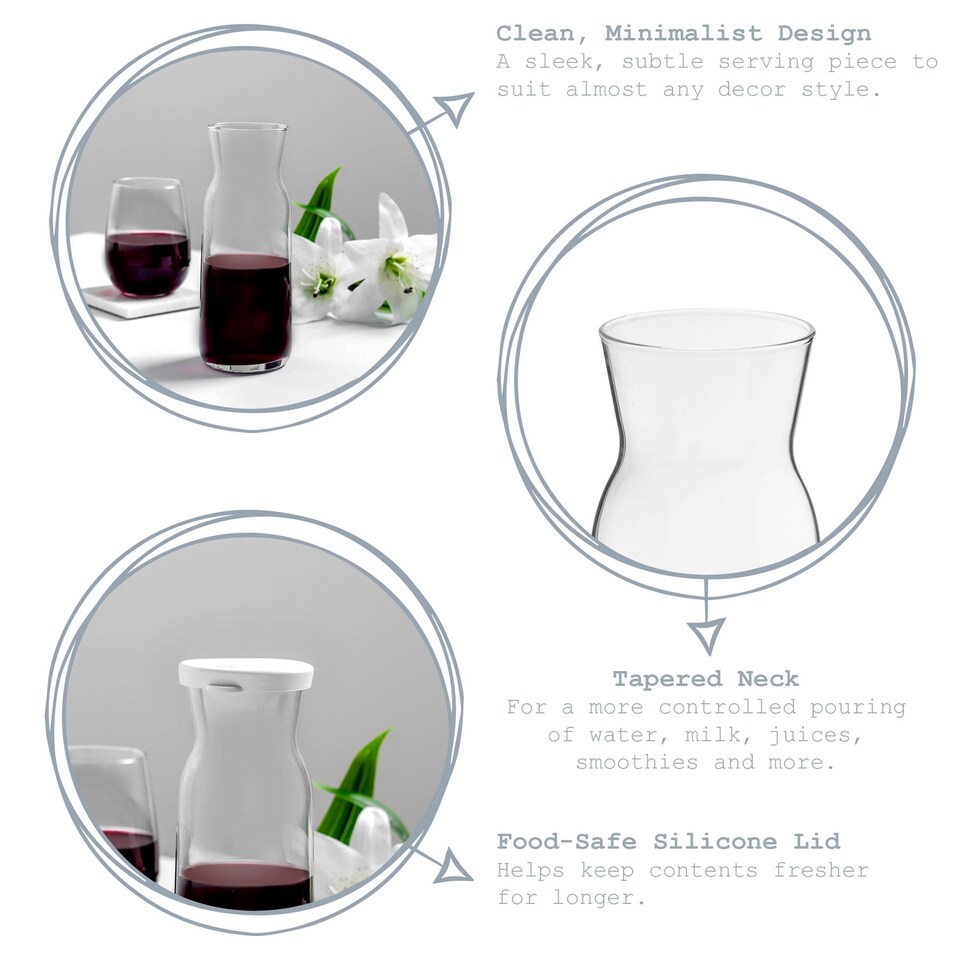 image 1 of Argon Tableware Brocca Glass Carafes with Silicone Lids - 700ml - Pack of 2