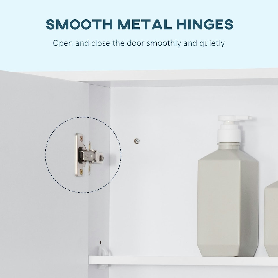 image 1 of kleankin Bathroom Cabinet Wall Mount Storage organiser Mirror Shelves White White