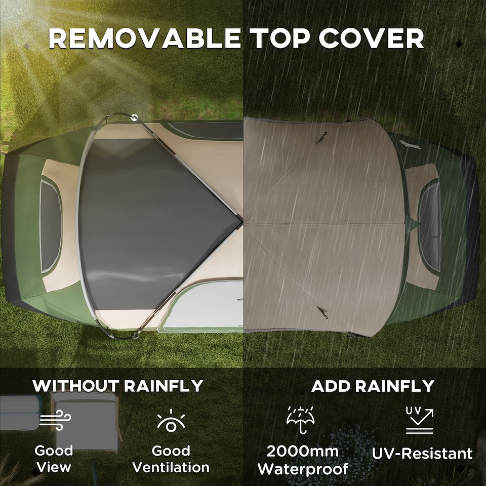 image 1 of Outsunny 2 Room Camping Tent with Rainfly & Screen Panels