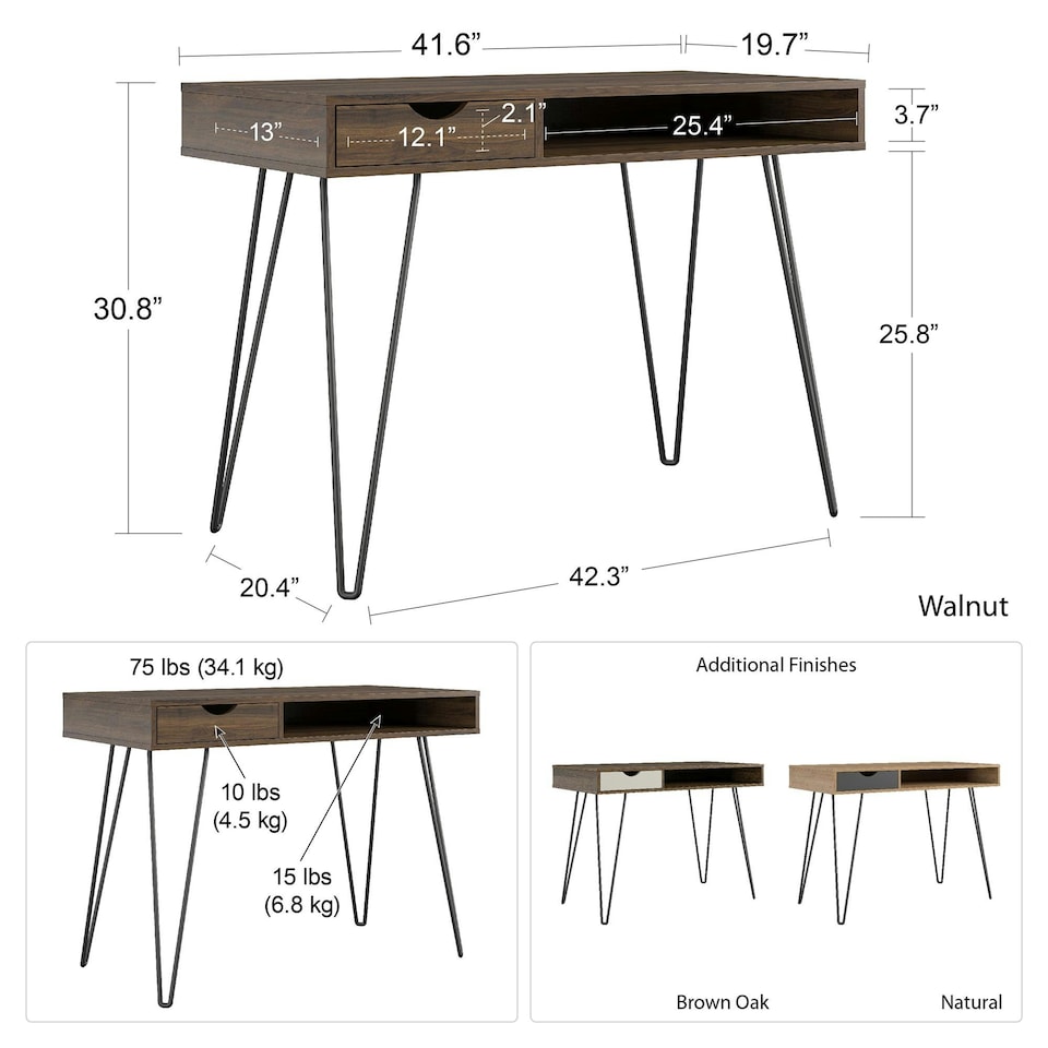 image 1 of Concord desk with storage in brown / black