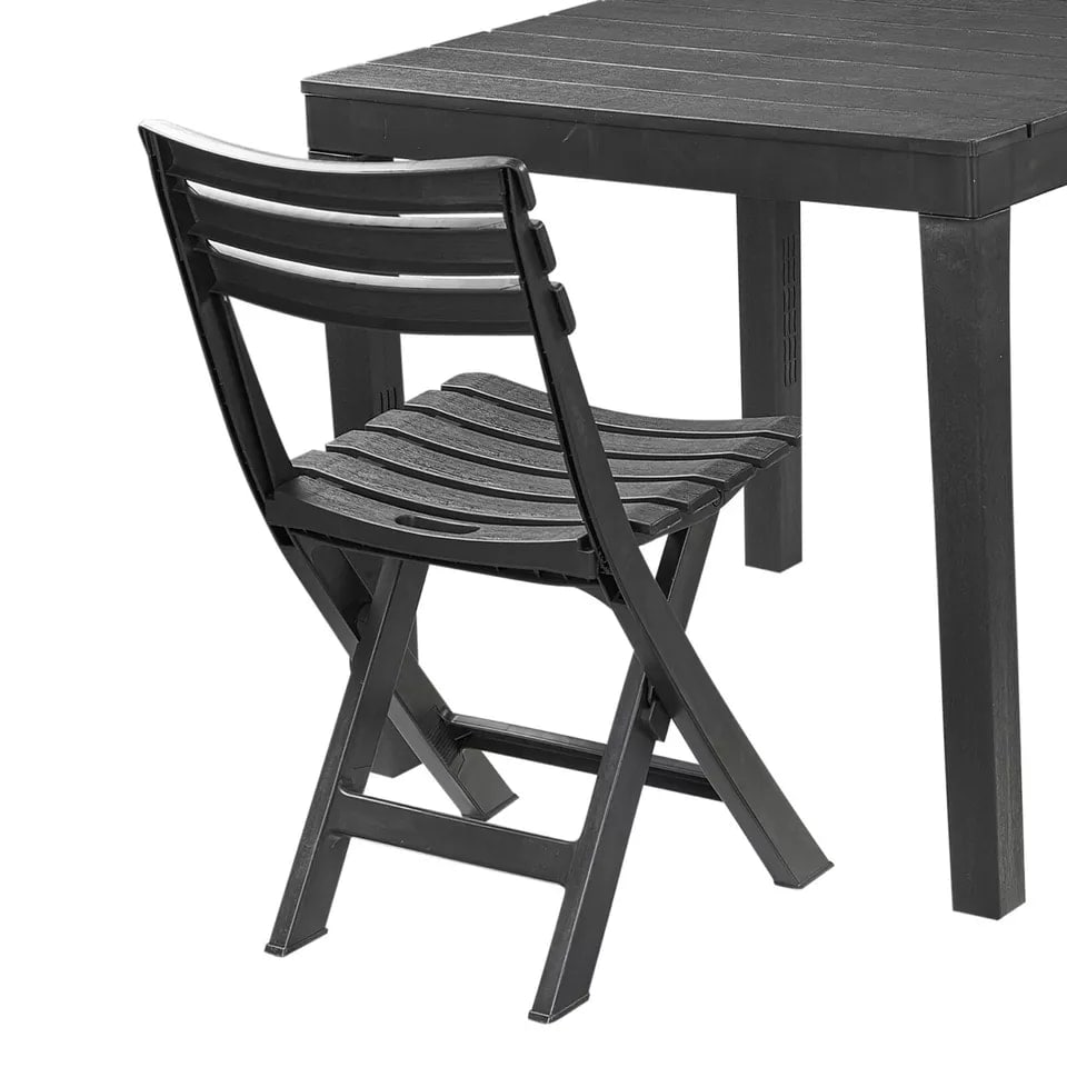image 1 of Collapsible Folding Garden Chair Set - Camping Patio Lounge Seat | Grey | 6