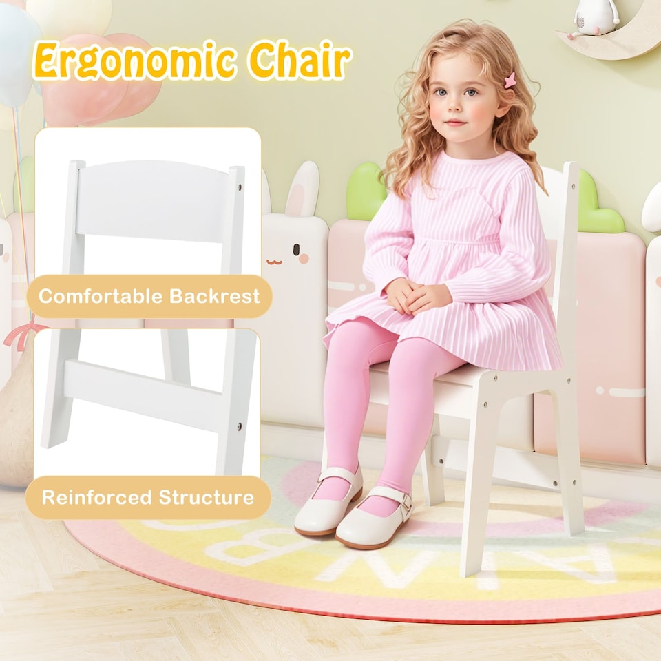 image 1 of COSTWAY Toddler Craft Play Study Drawing Desk White