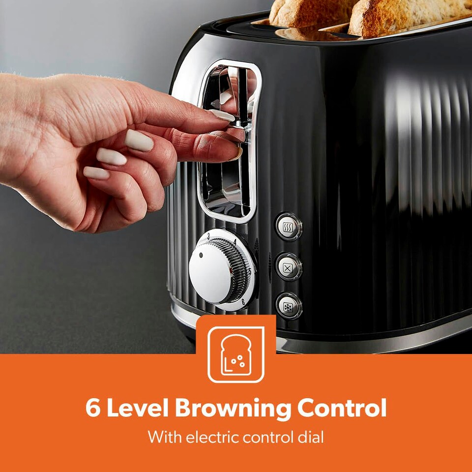 image 1 of GEEPAS Illuminating Electric Kettle 2 Slice Bread Toaster & Microwave Kitchen Combo Set Black