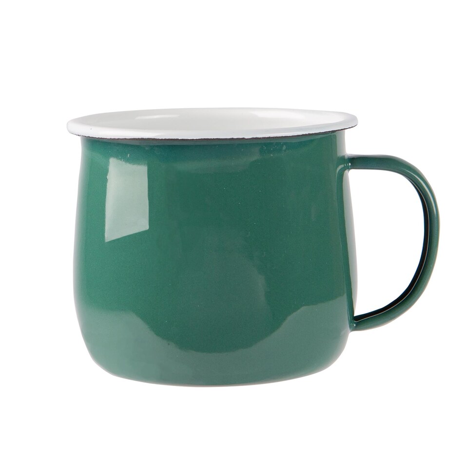 image 1 of Argon Tableware Coloured Enamel Belly Mugs - 375ml - Green - Pack of 6 | Green | Green