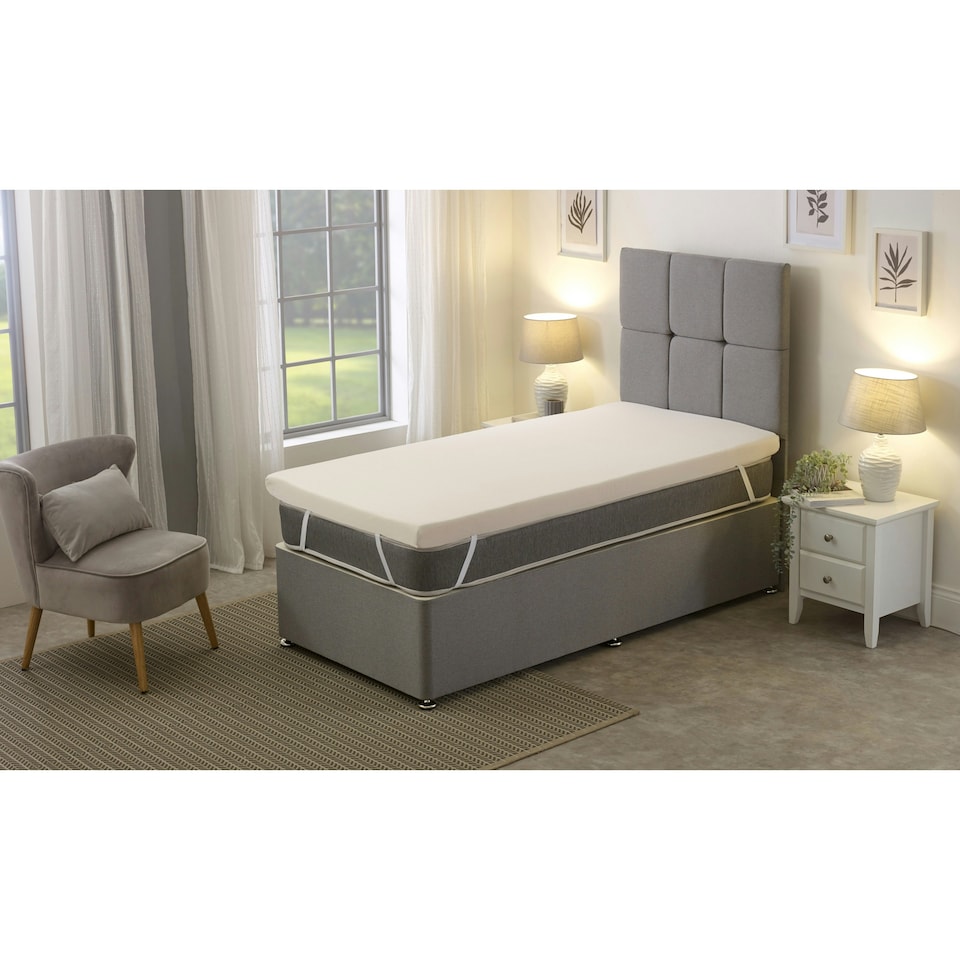 image 1 of Premium Memory Foam Mattress Topper for Enhanced Comfort 2.5 cm Thick | White | Small Single