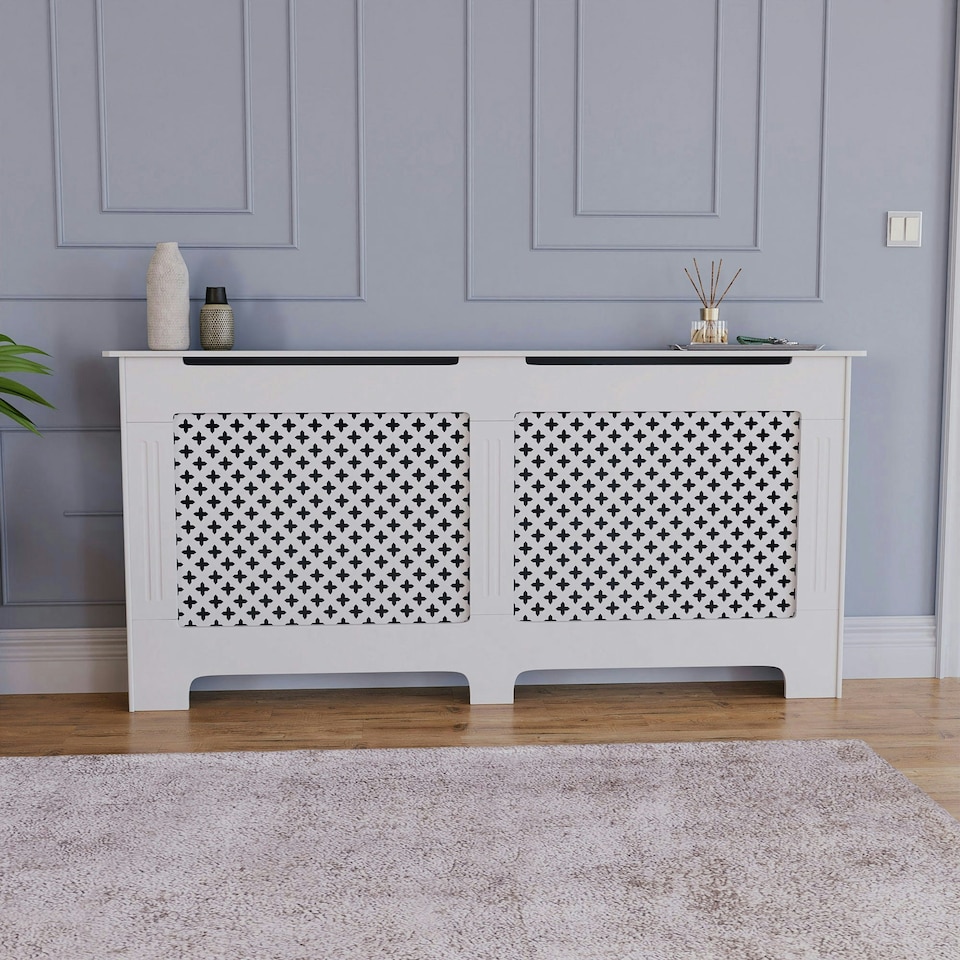 image 1 of Vida Designs Oxford Radiator Cover Painted MDF Cabinet, White, 172cm