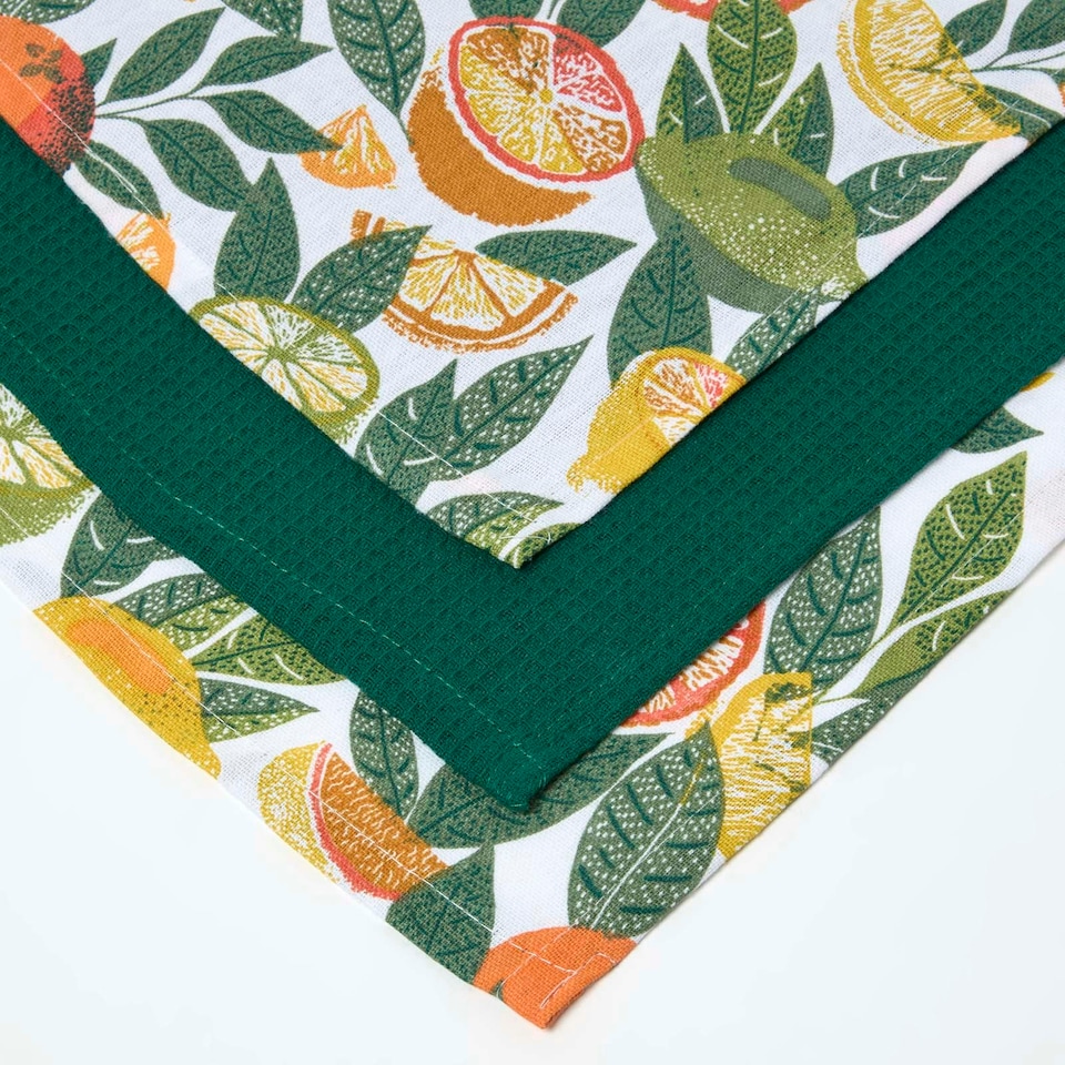 image 1 of Homescapes Citrus Tea Towels Set of Three Multi