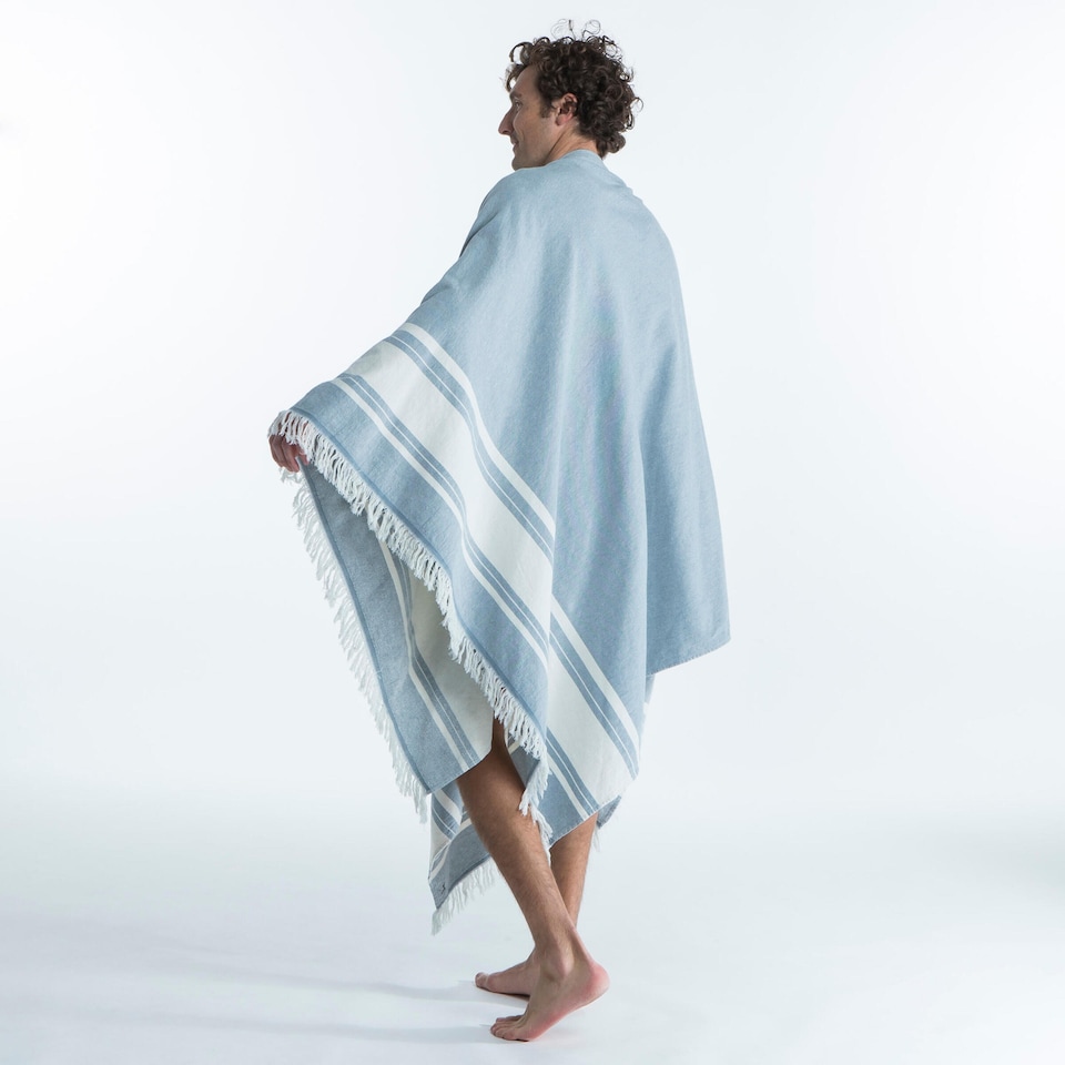 image 1 of Decathlon Poncho beach towel 190 x 190 cm grey blue