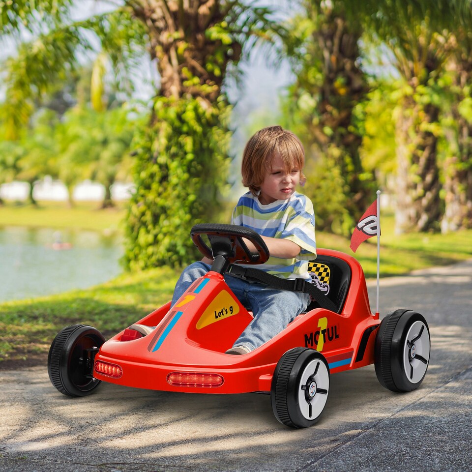 image 1 of AIYAPLAY 6V Electric Go Kart w/ Music, Light, Horn, for Ages 3-5 Years, Red