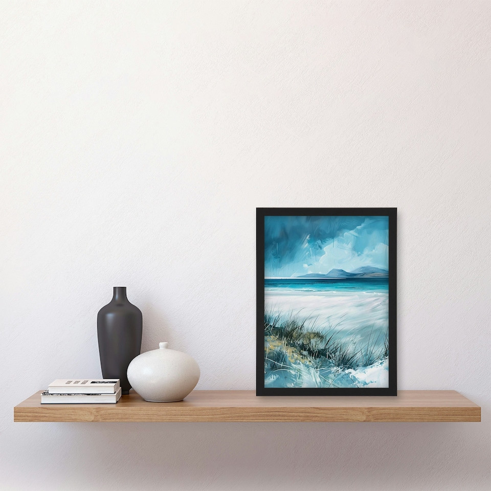 image 1 of Luskentyre Beach Isle Harris Hebrides Home Decor Black Framed Wall Art Print A4
