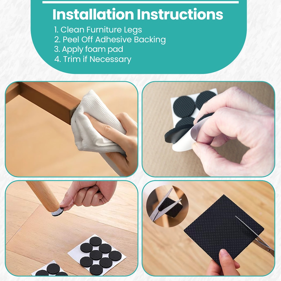 image 1 of 22mm Black Round Foam Furniture Pads, Floor Protectors - 2pcs