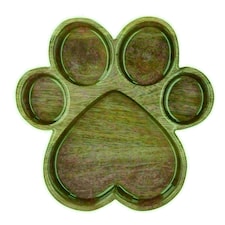 Small Wooden Paw Print Puppy Small Dog Feeding Food Water Bowl 600ml Brown