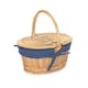 image 5 of Child's Oval Lined Lidded Wicker Picnic Basket with Lining | Blue | Blue | One Size