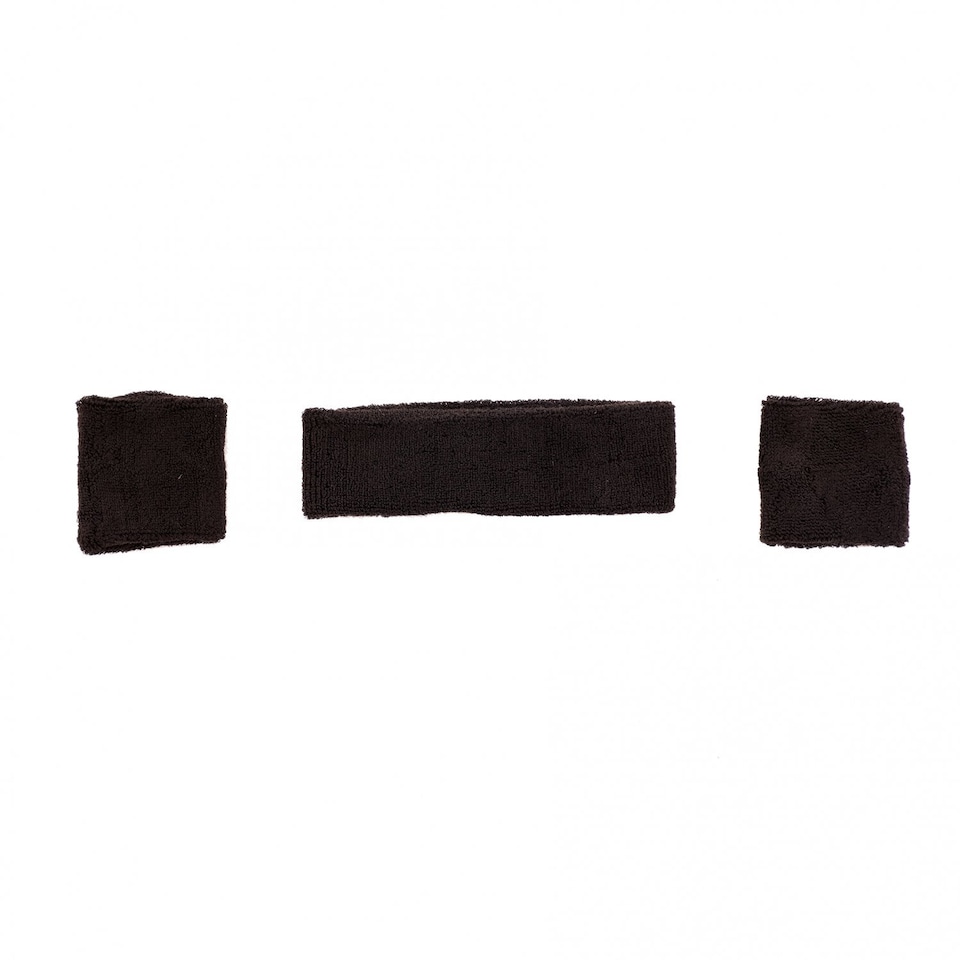 image 1 of Black Sport Gym Fitness Exercise Headband & Sweatband Set for Heads & Wrists