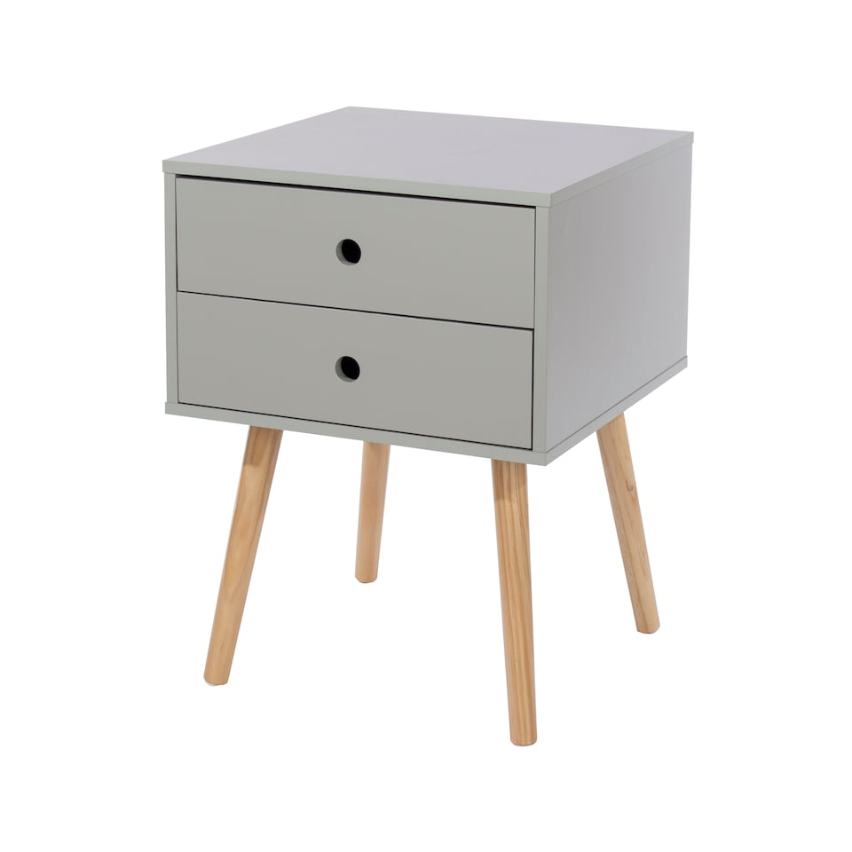 image 1 of Options Scandia 2 Drawer Nightstand - Stylish Two Tone Bedside Table for Small Spaces | Grey | Grey | 1