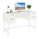 image 1 of COSTWAY Modern Computer Desk with 4 Drawers White