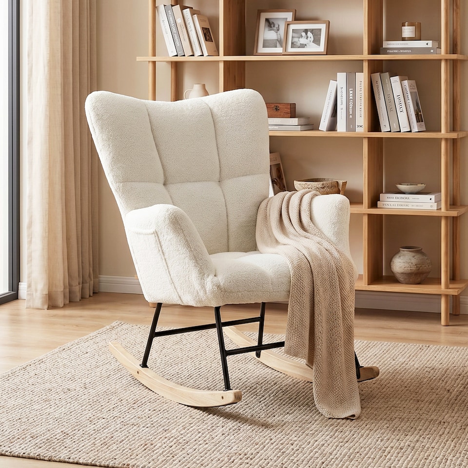 image 1 of HOMCOM Tufted Rocking Chair with Side Pockets