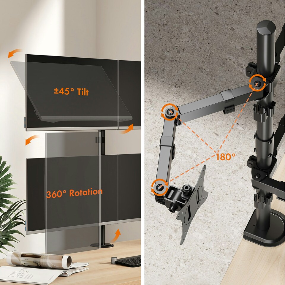 image 1 of VonHaus Adjustable Quad Monitor Stand for 13-32" Screens