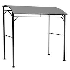 Outsunny 2.2 x 1.5 m BBQ Grill Gazebo Tent, Garden Grill with Metal Frame, Curved Canopy and 10 Hooks, Outdoor Sun Shade, Grey