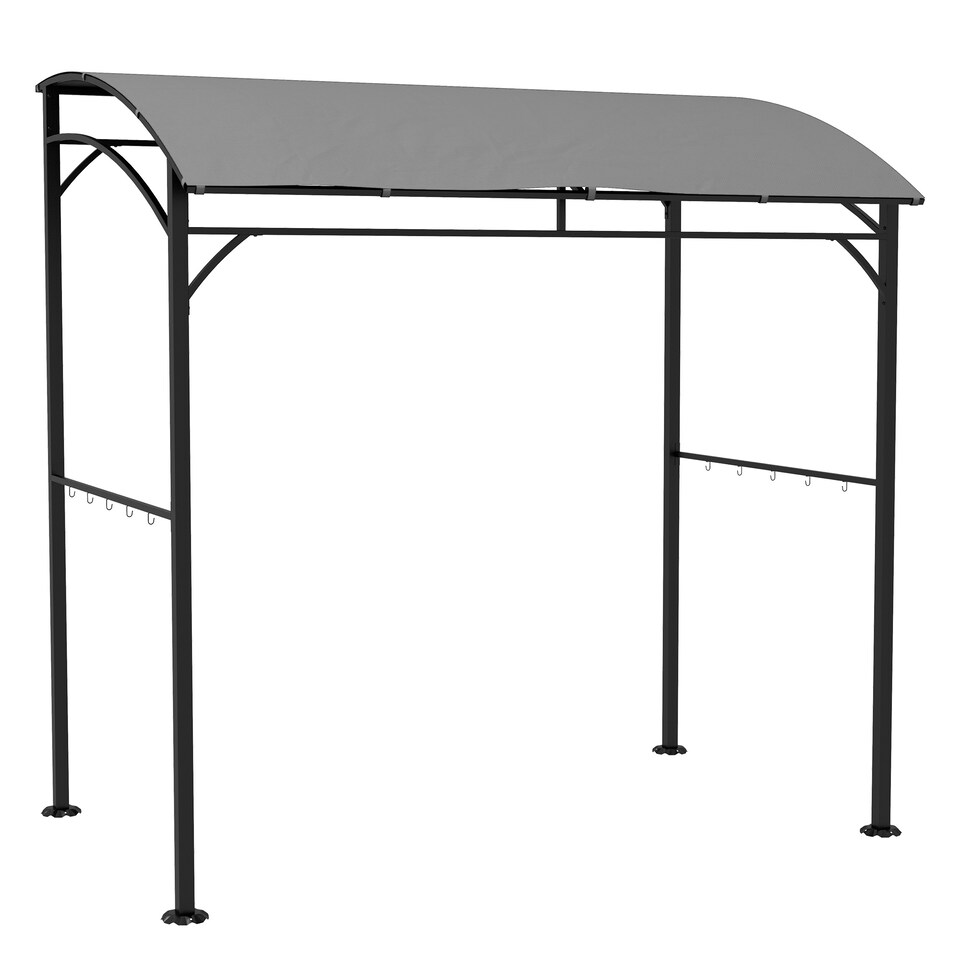 image 1 of Outsunny 2.2 x 1.5 m BBQ Grill Gazebo Tent, Garden Grill with Metal Frame, Curved Canopy and 10 Hooks, Outdoor Sun Shade, Grey