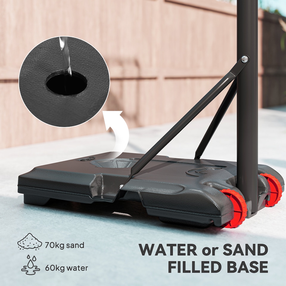 image 1 of SPORTNOW Adjustable Basketball Hoop and Stand with Wheels, 1.8-2.1m, Red