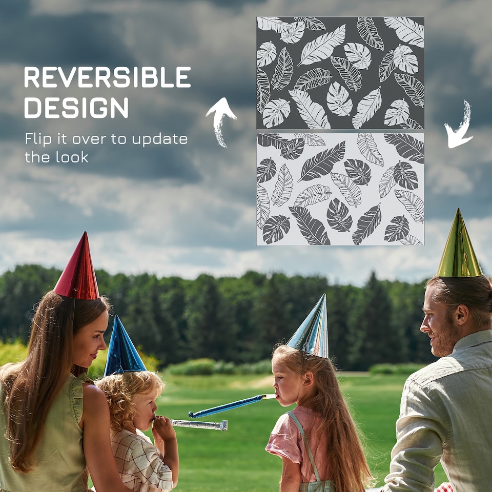 image 1 of Outsunny Reversible Waterproof Outdoor Rug W Carry Bag, 182 x 274cm, Brown | Grey | Grey | 182 x 274 x 0.3cm