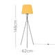 image 3 of ValueLights Camden Black Tripod Floor Lamp Mustard Tapered Shade Yellow