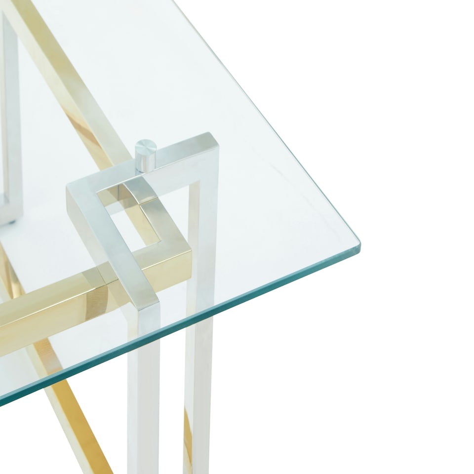 image 1 of Interiors by Premier Glass Top Coffee Table, Gold and Silver Luxury Coffee Table, Modern Style Metal Coffee Table with Glass Top Gold