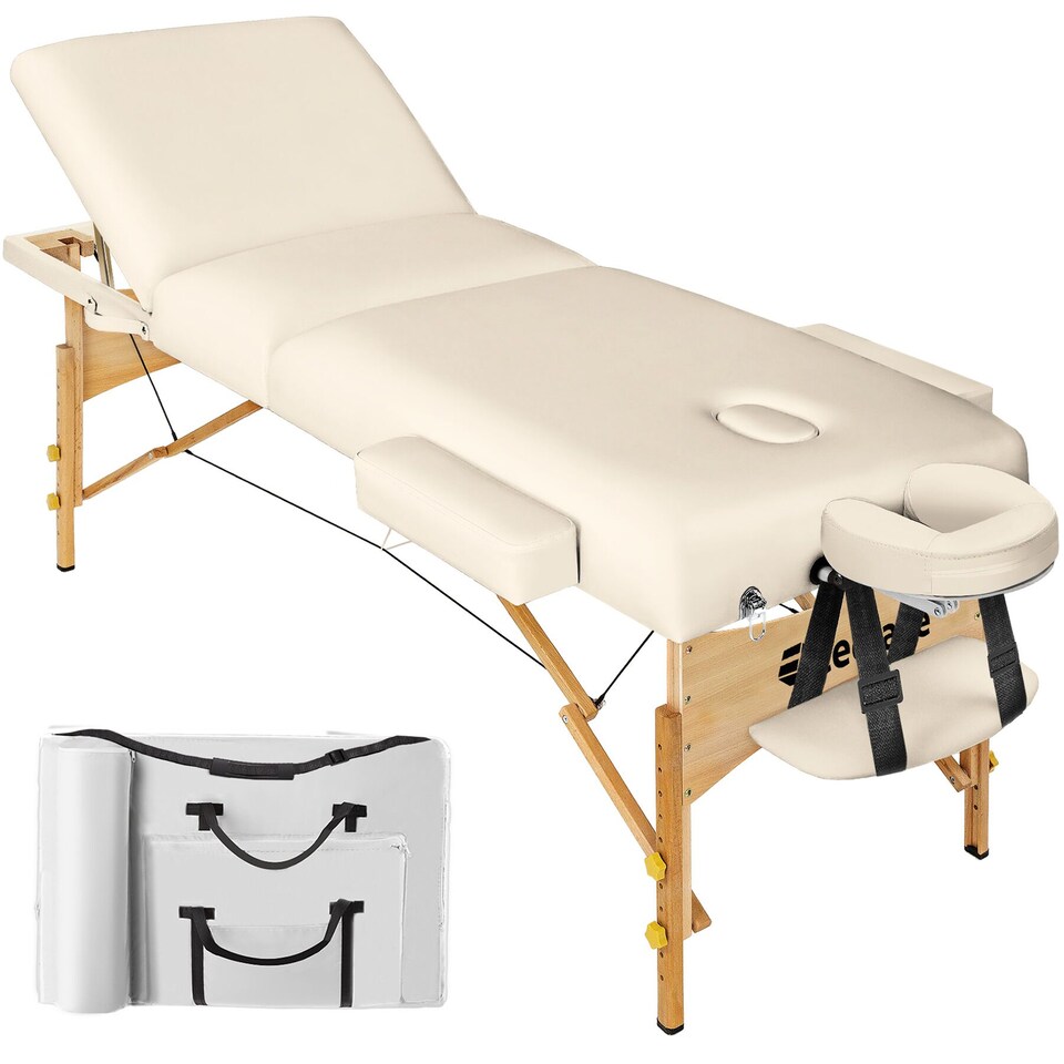 image 1 of Massage Table 3 Zones Massage Table Massage Bed Cosmetic With Lounger Bag Head- And Armrests | Cream | beige | 1
