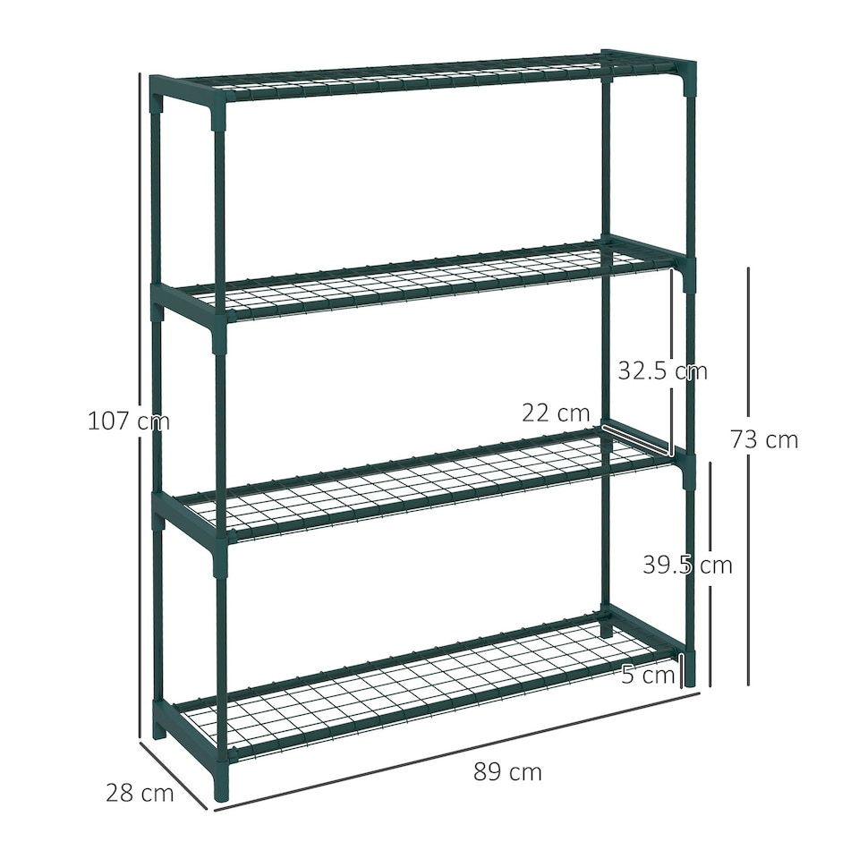 image 1 of Outsunny Plant Stand, 4-Tier Planter Holder Flower Display Rack, Dark Green Green