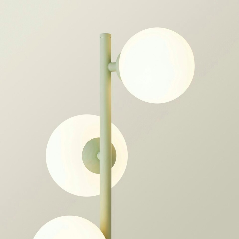 image 1 of ValueLights Marlow Sage Green Opaque Glass Globe 3 Way Table Lamp