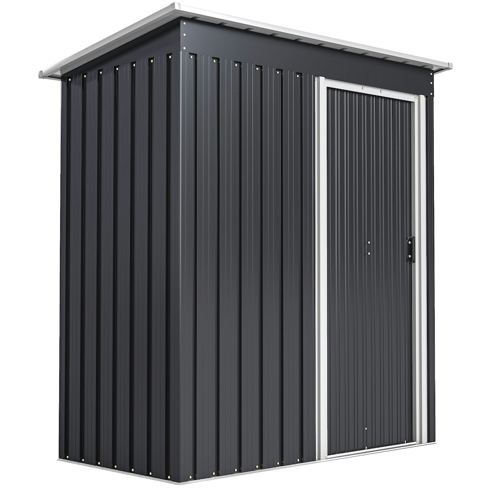 image 1 of Outsunny 5 x 3ft Garden Storage Shed Sliding Door Sloped Roof Tool, Black