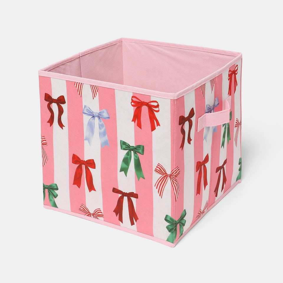 image 1 of OHS 2 x Bows Storage Box Folding Cube Shoe Toy Organiser