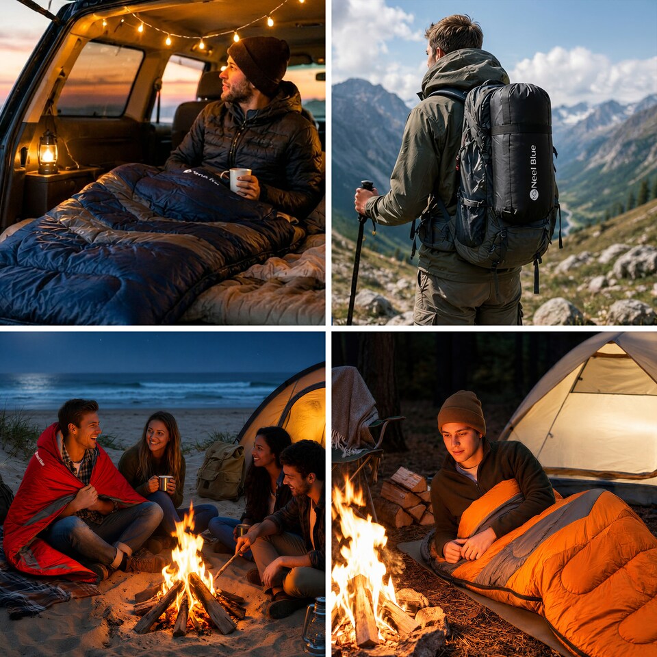 image 1 of 4 Season Waterproof Backpacking Sleeping Bag for Single Adults - 6ft