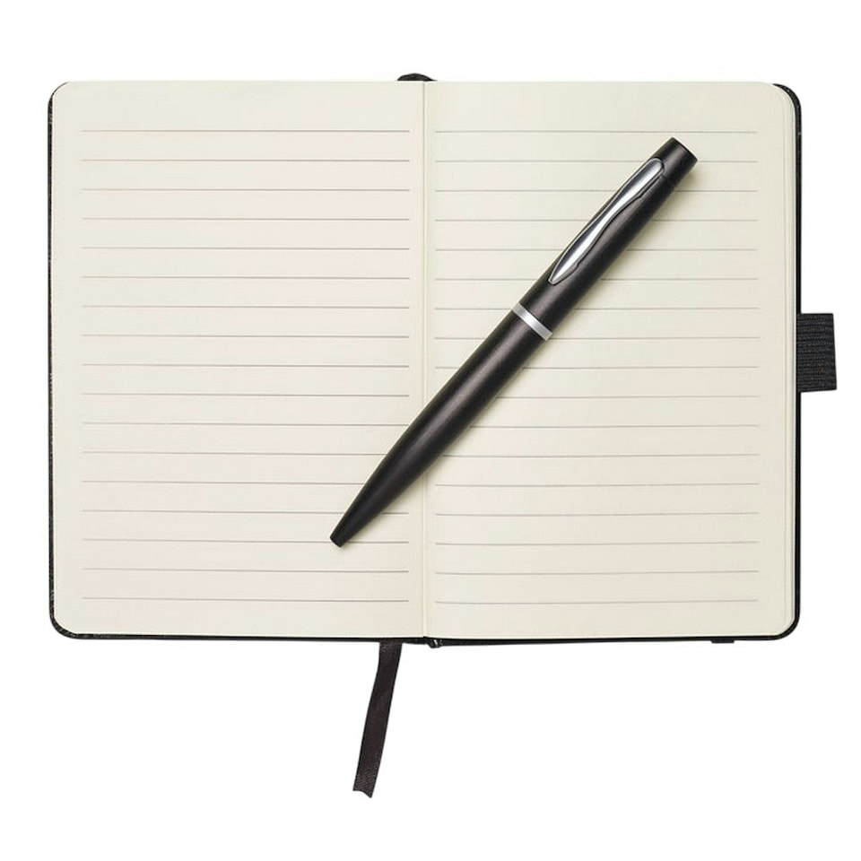 image 1 of MidOcean Notalux A6 Notebook & Pen - Black - 1.2cm x 14.5cm x 10cm