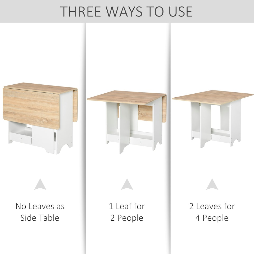 image 1 of HOMCOM Drop-Leaf Dining Table Folding Desk Bar Table with Storage Shelf