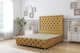 image 1 of Sloomy Vienna Mustard Plush Divan Bed Base 2 Drawers Right Side With 54 Inch Floor Standing Headboard & 12 Inch Matching Footboard | Gold | Mustard | Small Single | 1