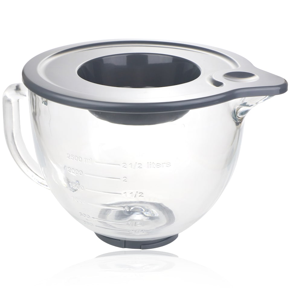 image 1 of SPARES2GO 4.7L Glass Mixing bowl Jug for KitchenAid Stand Mixer K40 5KSM5GB + Cover