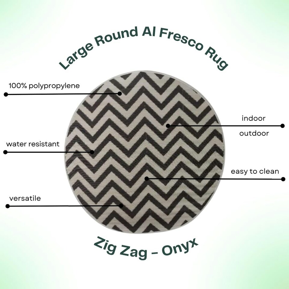 image 1 of Marco Paul Zigzag Round Outdoor Rug 180cm Black