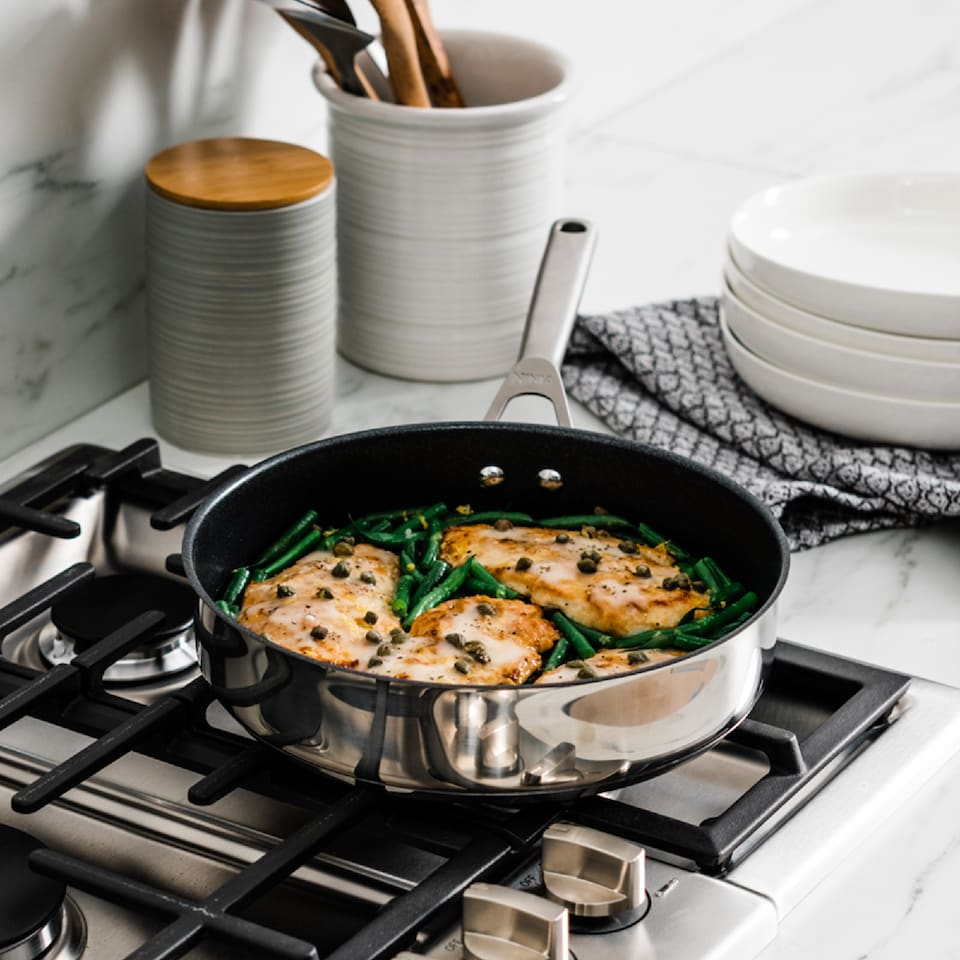 image 1 of Ninja C60126UK ZEROSTICK Stainless Steel 26cm Sauté Pan with Lid