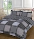 image 1 of Homes Linen Duvet Cover Set Luxury Blocks Black Logan Easy Care Reversible Check Printed Duvet Cover Set | Black | King