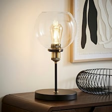 ValueLights Sheridan Industrial Black Table Lamp | Clear
